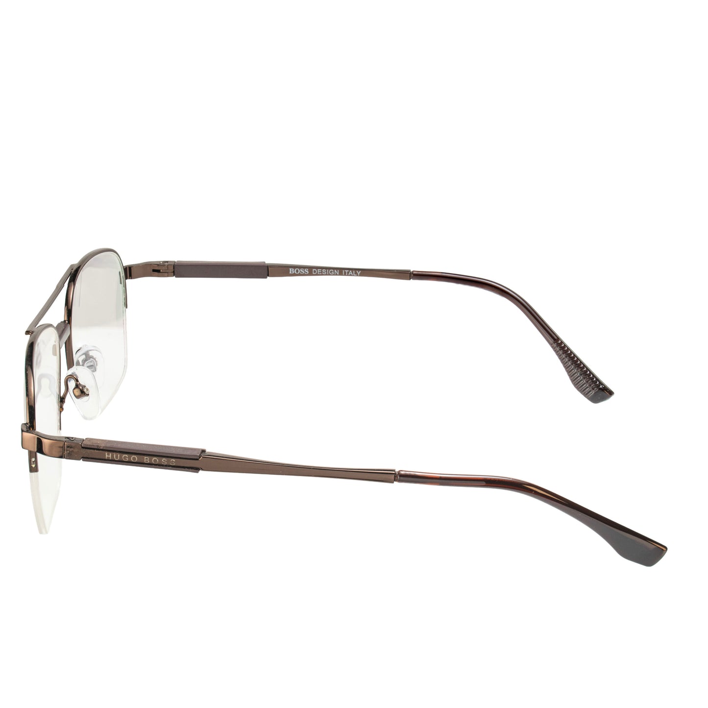 Semi-Rimless Metal Brown Eyeglasses for Men Side Angle