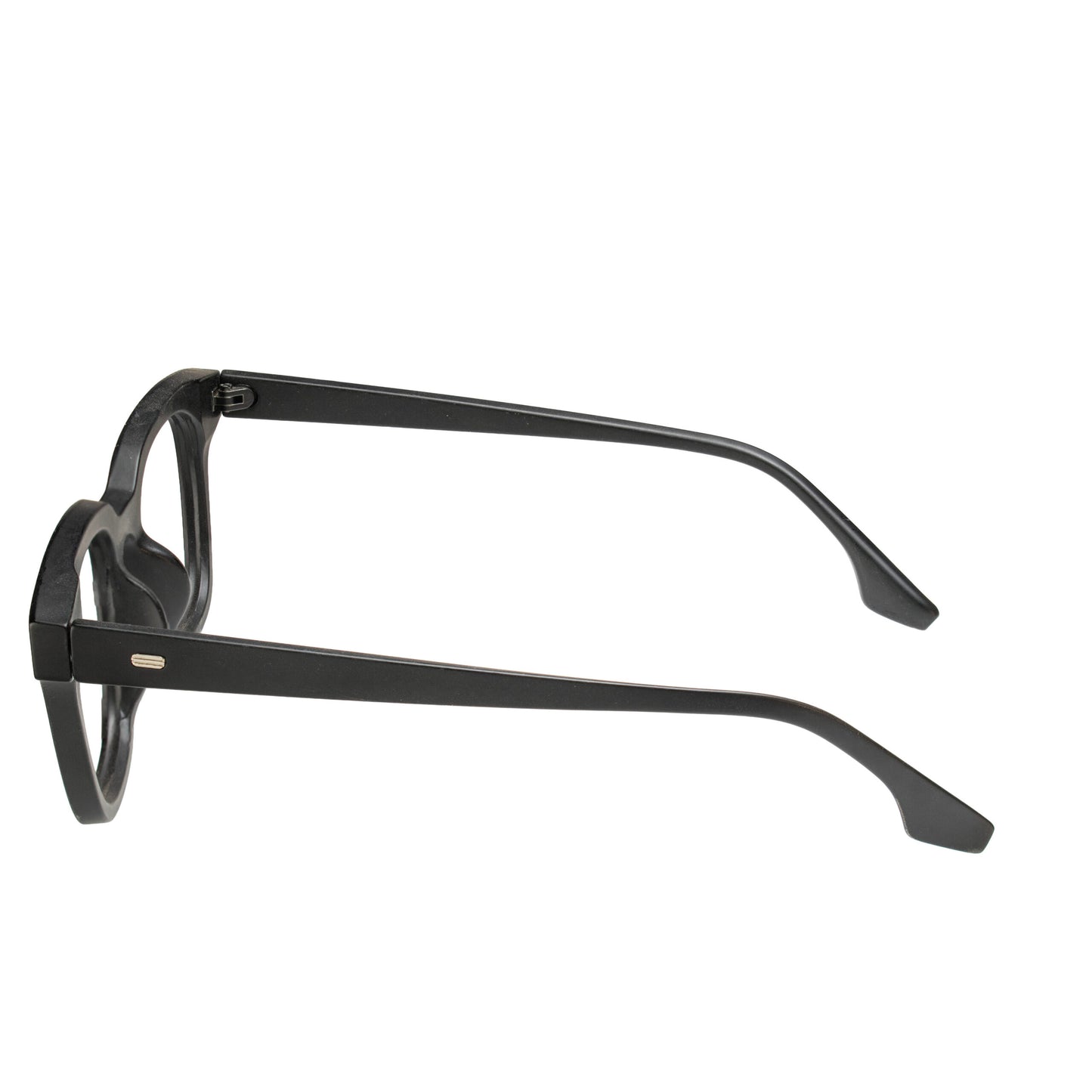 Matte black full rim eyeglasses for men and women – side view lightweight frame