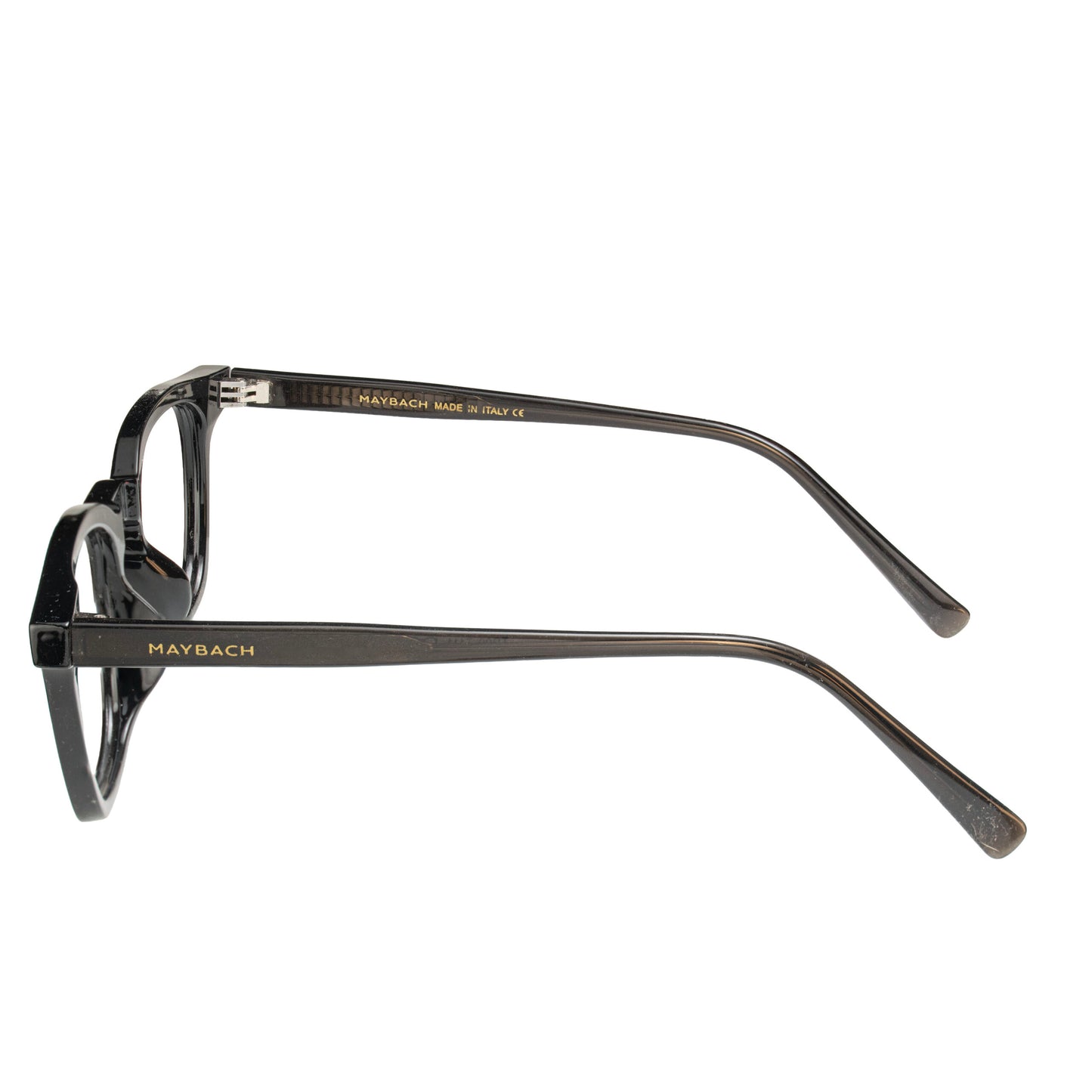 Designer black acetate eyeglasses for men and women – luxury side temple detail view