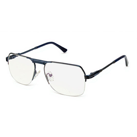 AeroFlex Half-Rim Blue Aviator Glasses for Men
