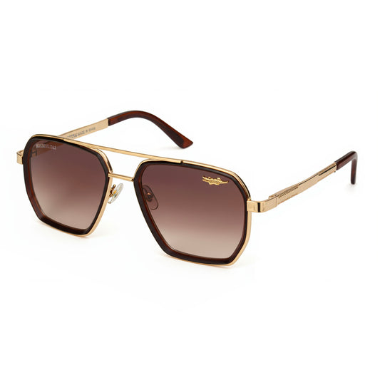 Vertex Gold Brown square sunglasses with gold metal frame – Eyeglass.pk