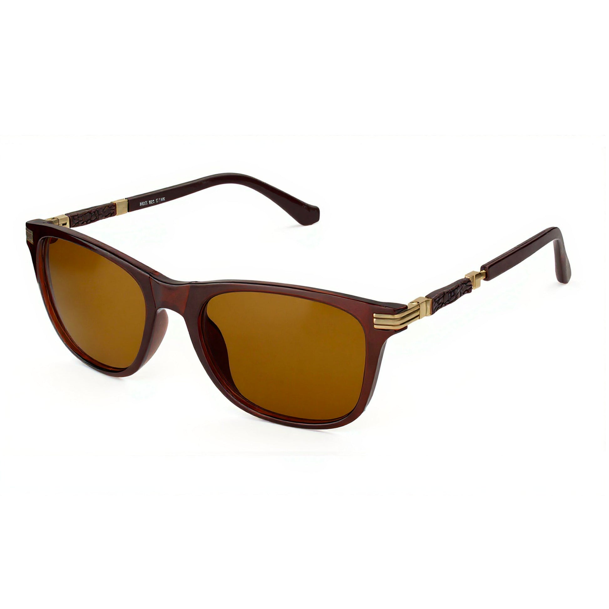 Square Brown Acetate Sunglasses with Gold Temples
