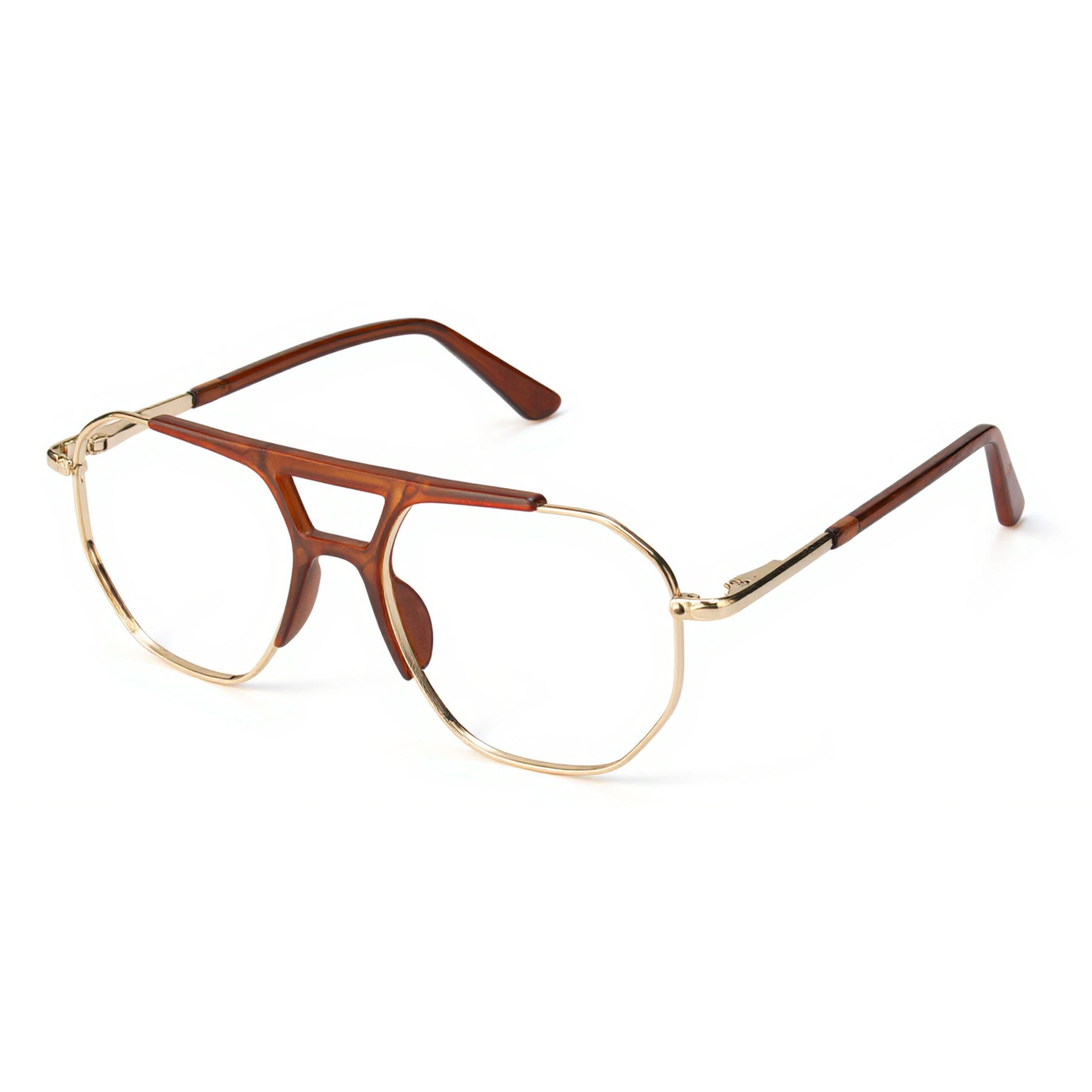 Premium double-bridge Golden Voyage aviator frame in gold finish