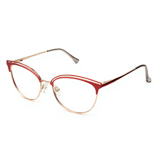 Stylish Red Gold Cat Eye Optical Frame for Women
