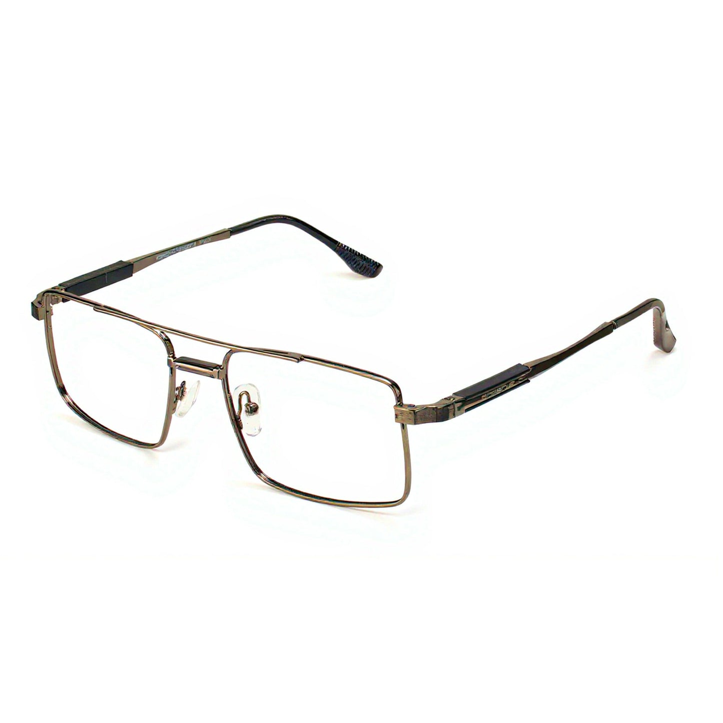 Aero light brown metal square glasses front view full-rim eyewear