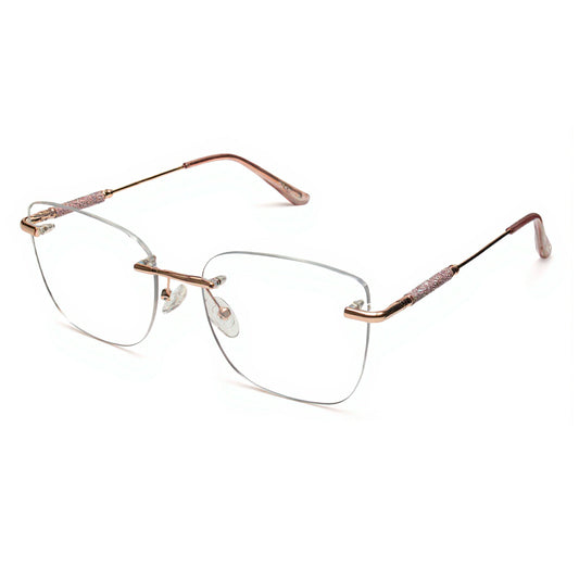 Women’s Rose Gold Rimless Metal Eyeglasses