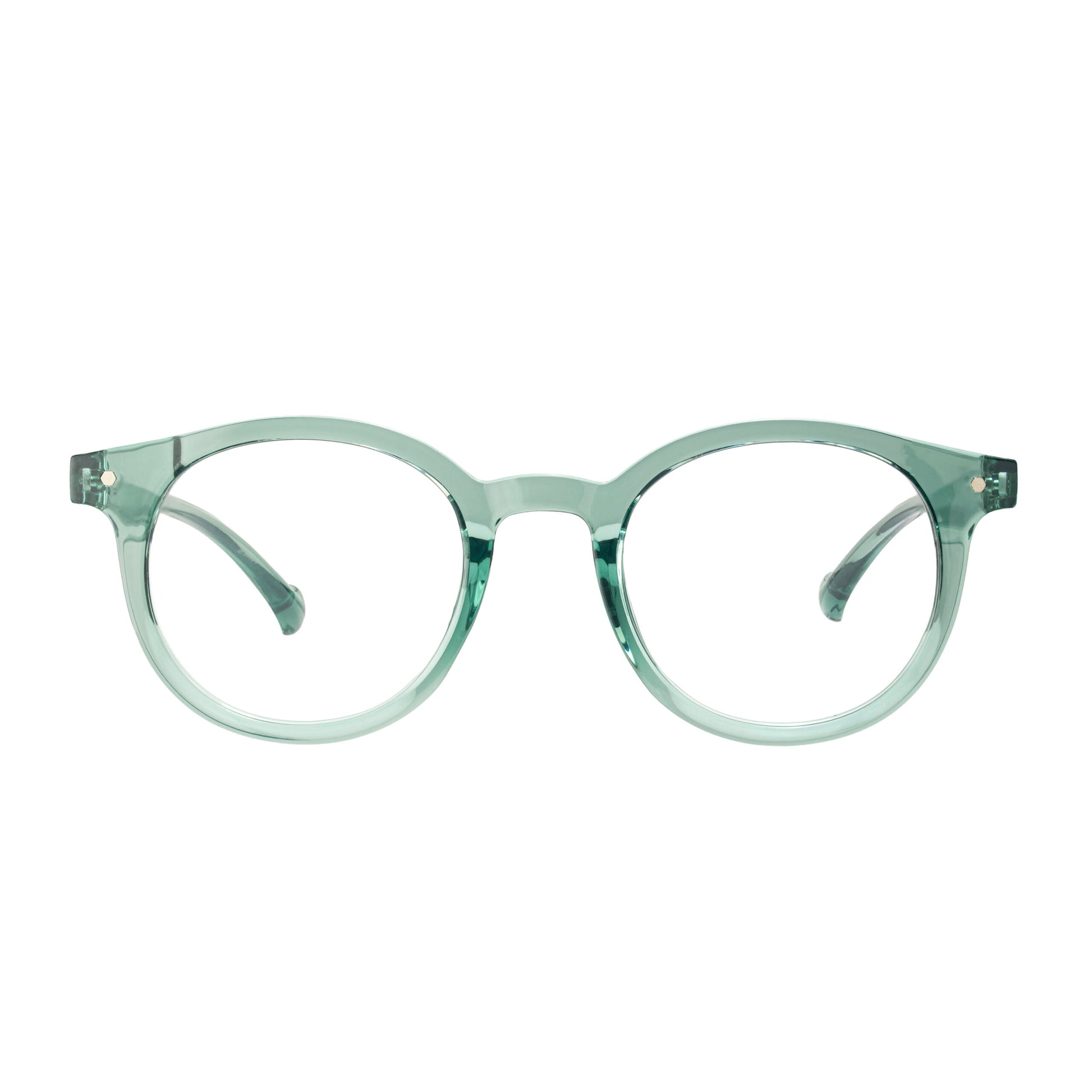 Side angle of Nova Ice Round Eyewear showing premium acetate build