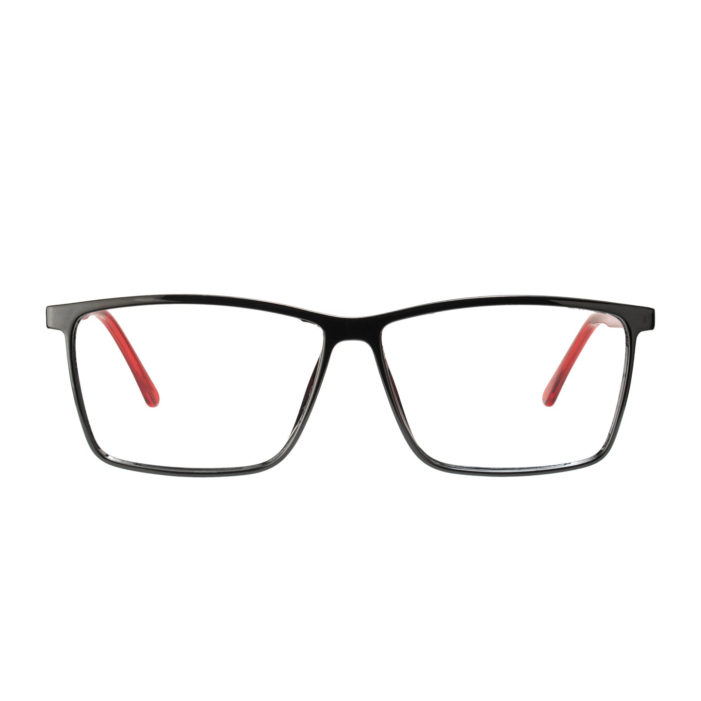 Vortex Square Black and Red Glasses – premium acetate unisex frame front view