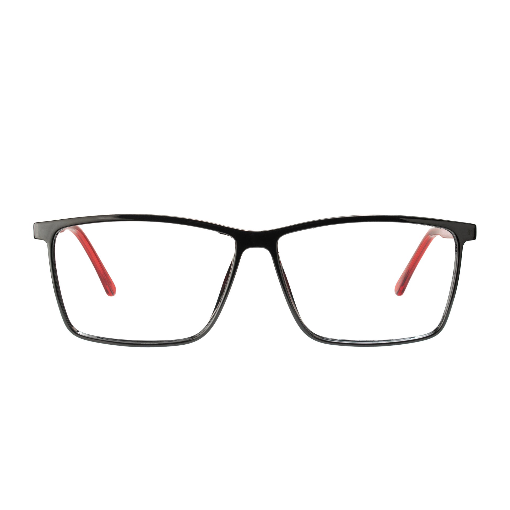 Vortex Square Black and Red Glasses – premium acetate unisex frame front view