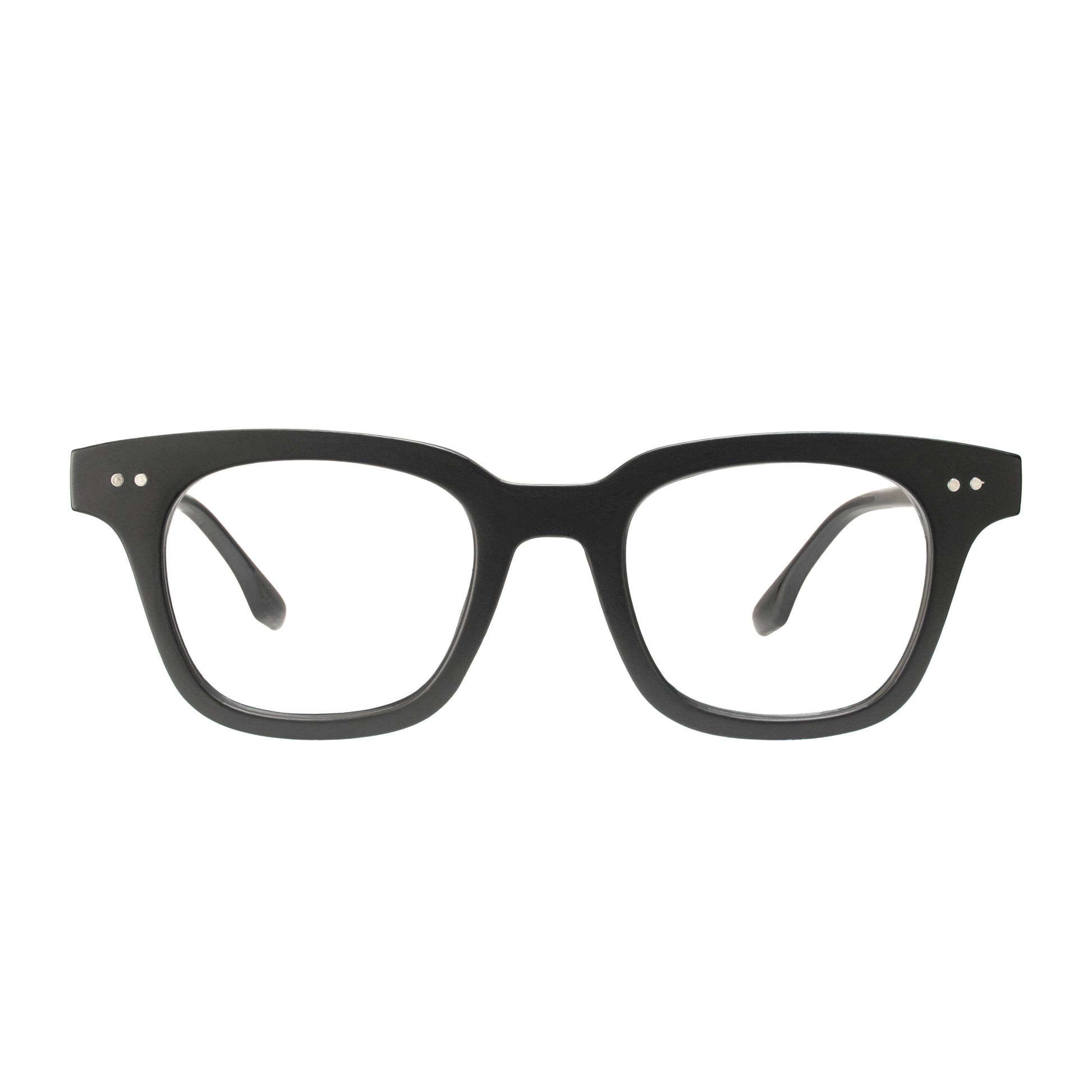 Aero Bold Matte Black Eyeglasses – premium square acetate frame front view unisex