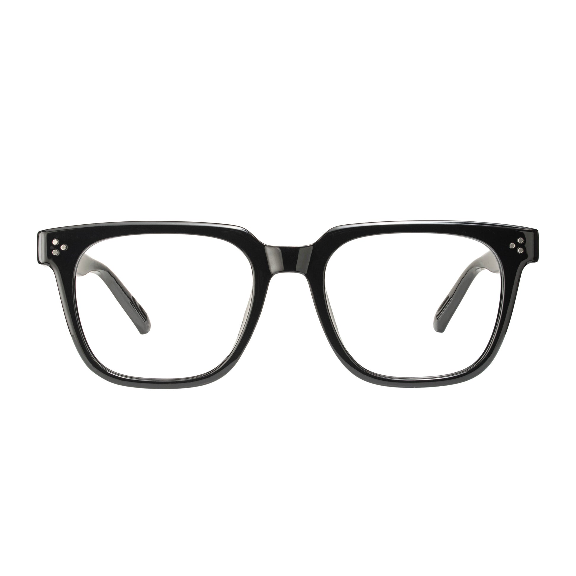 Bold Black Square Frame – premium acetate unisex eyeglasses front view stylish