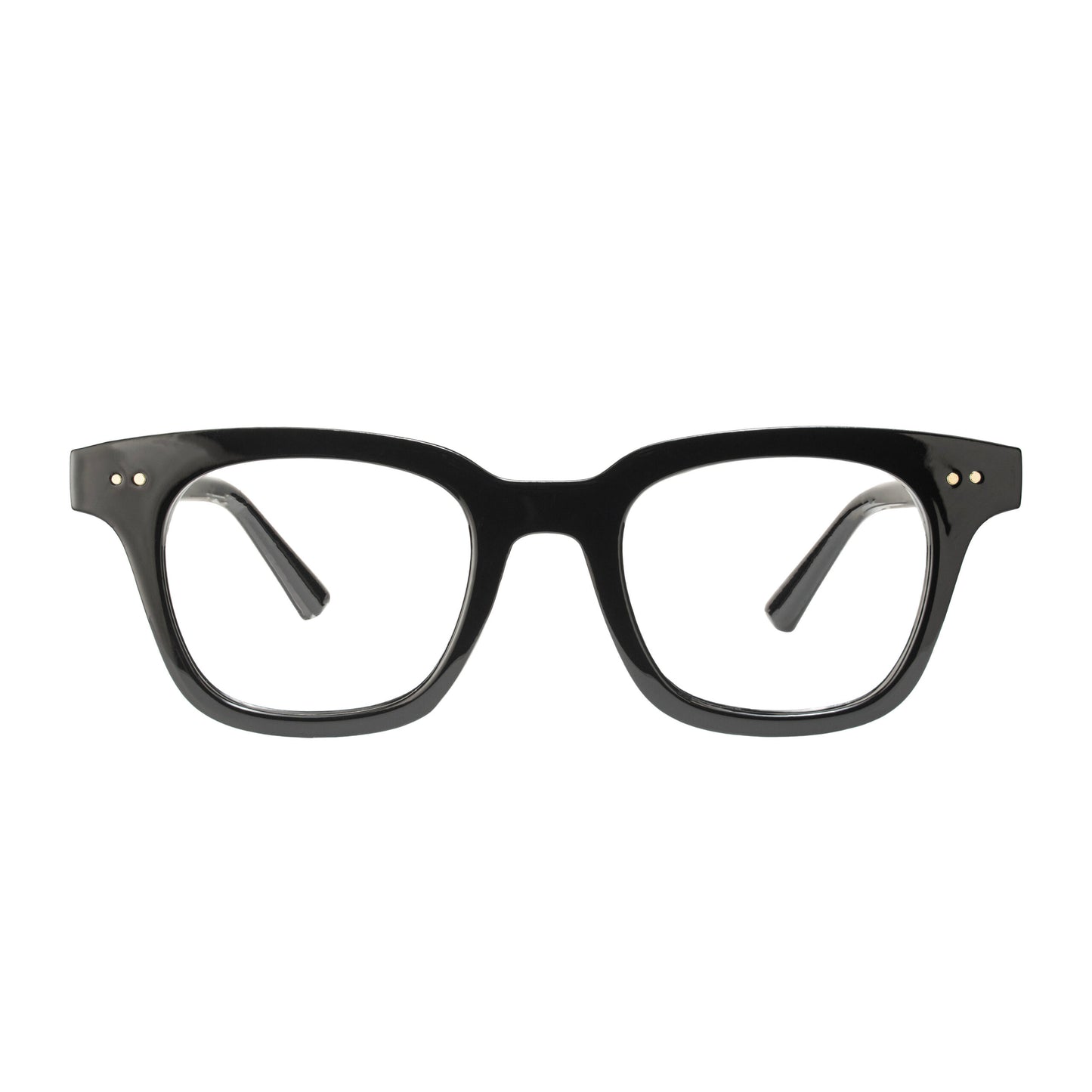 Elite Glossy Black Square Frame – premium acetate unisex eyewear front view