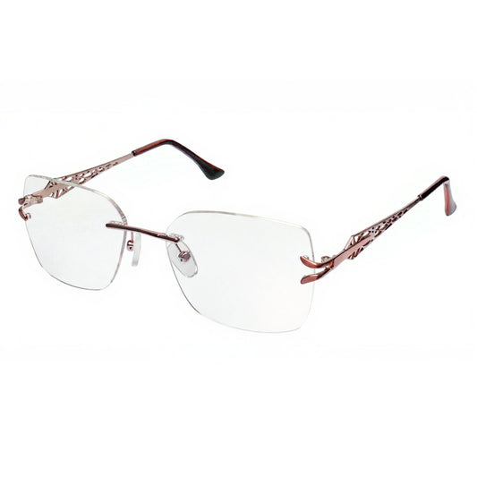 ElegantCut Women’s Rimless Eyeglasses in Rose Gold – premium lightweight frameless design front view