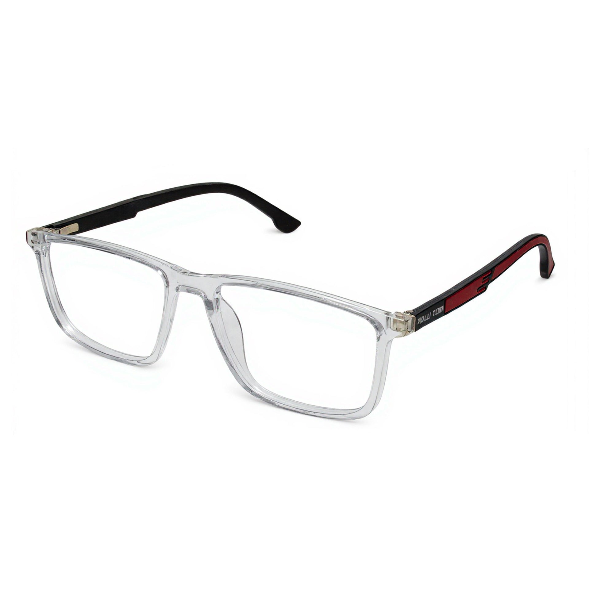Polo Trendy Square Transparent Frame with Black and Red Temples