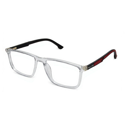 Polo Trendy Square Transparent Frame with Black and Red Temples
