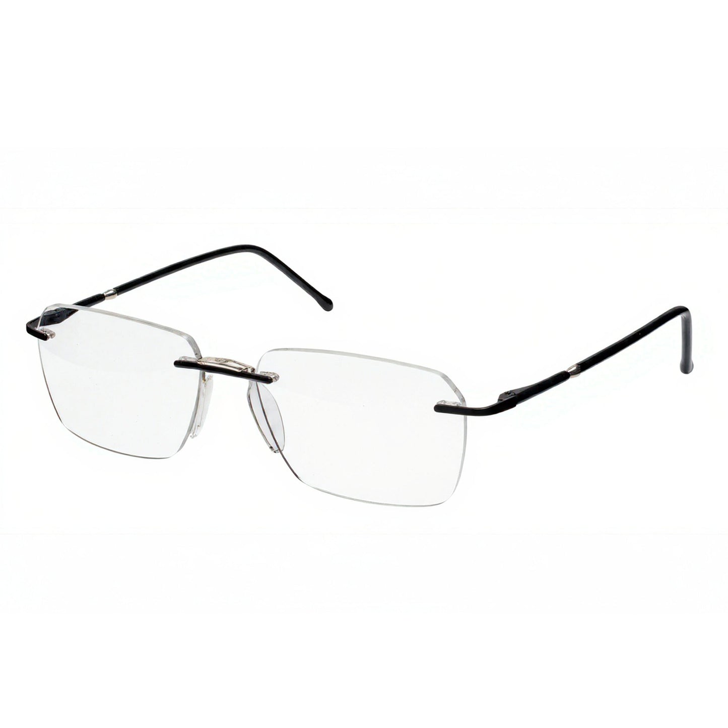 Minimalist square rimless eyeglasses AirLite – premium lightweight frame angled view