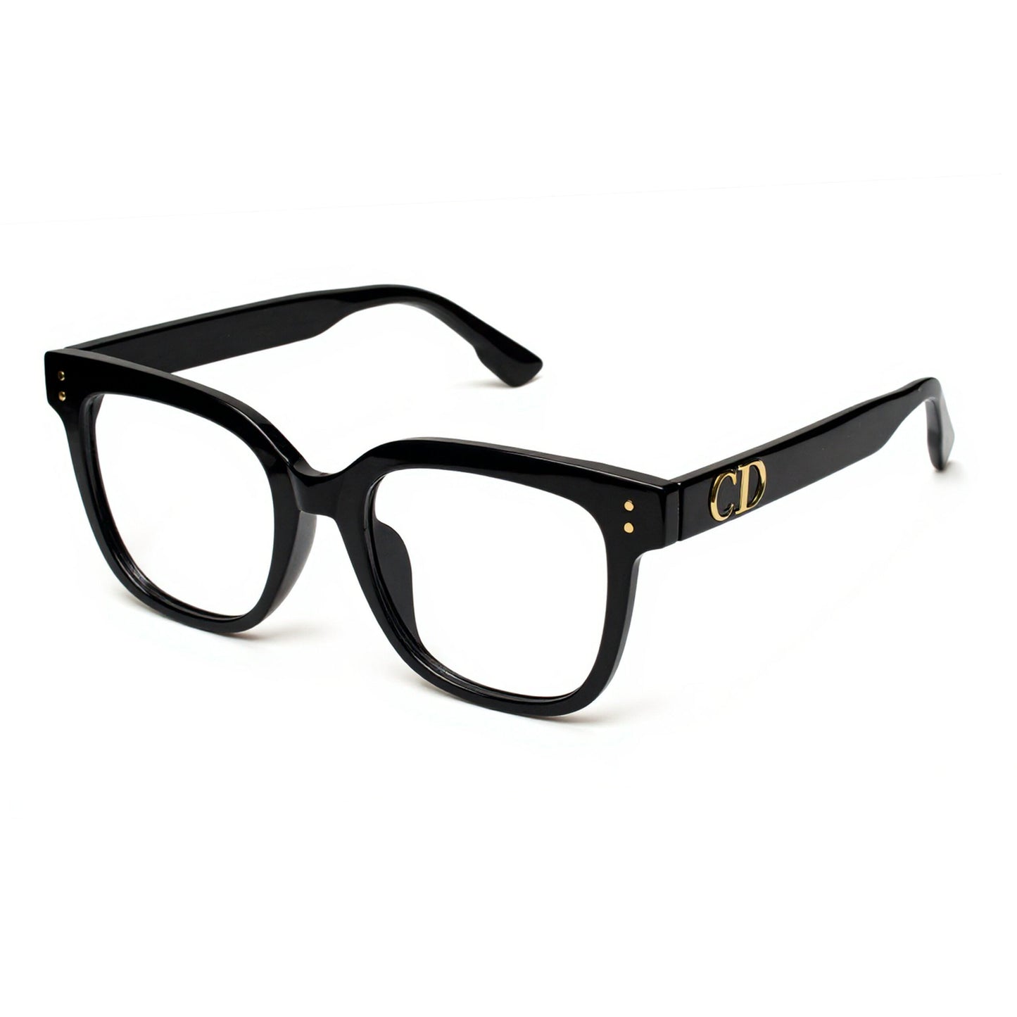 Modern Majestic Vision eyewear square frame – glossy black fashion glasses angled view Pakistan