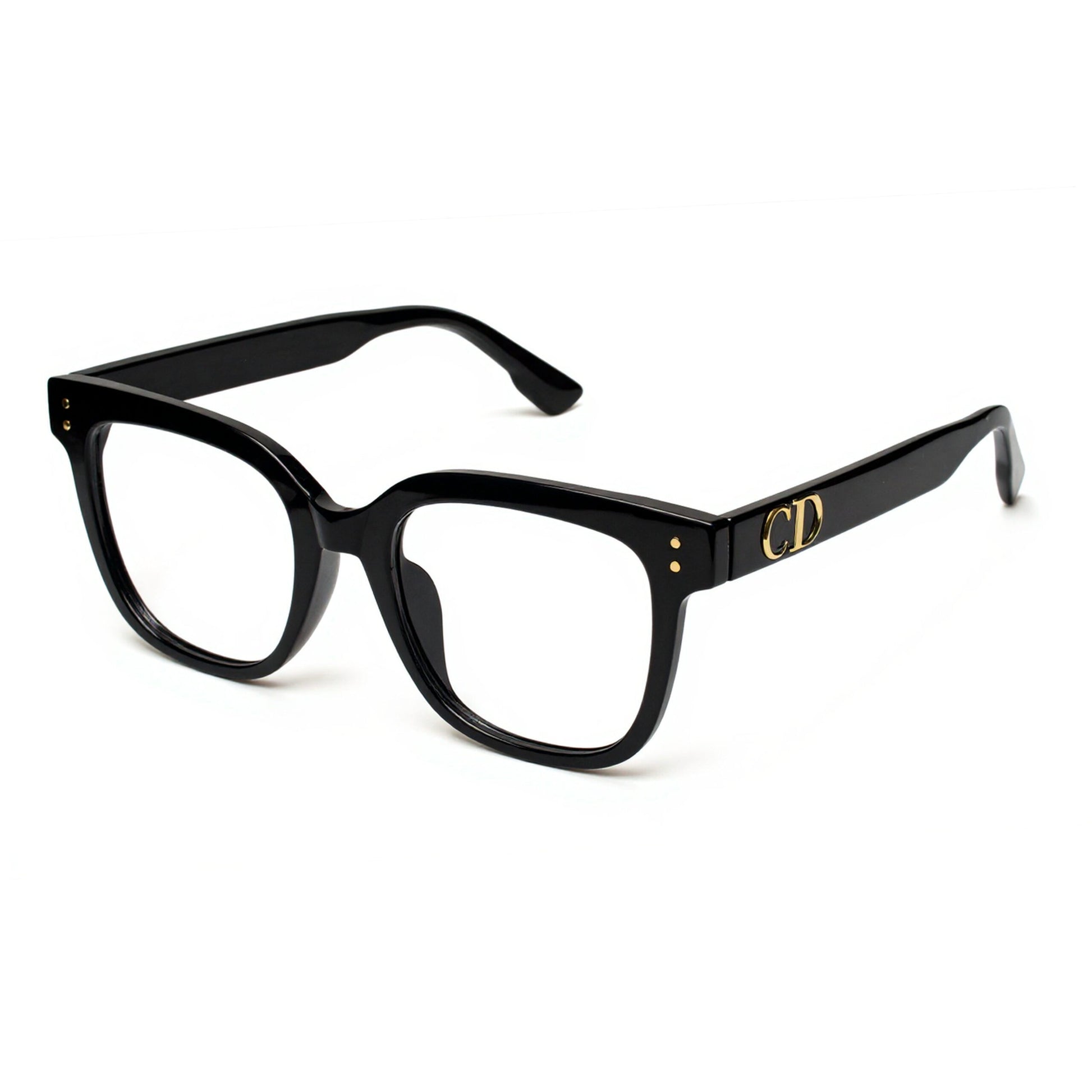 Modern Majestic Vision eyewear square frame – glossy black fashion glasses angled view Pakistan