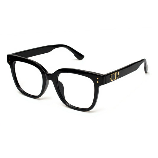 Modern Majestic Vision eyewear square frame – glossy black fashion glasses angled view Pakistan