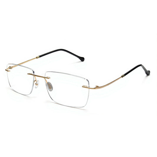 Gold Rimless Rectangle Eyeglasses