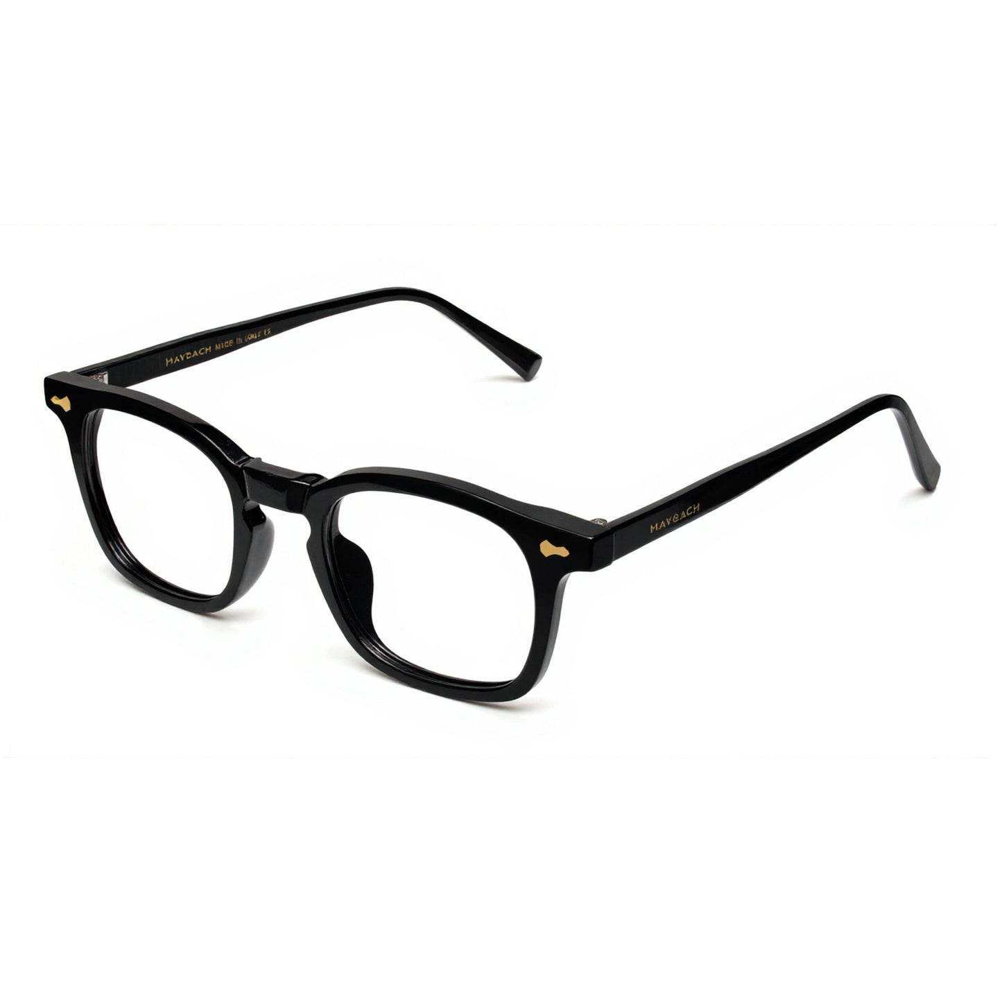 Marquis luxury eyewear square frame – glossy black high-end fashion glasses angled view Pakistan