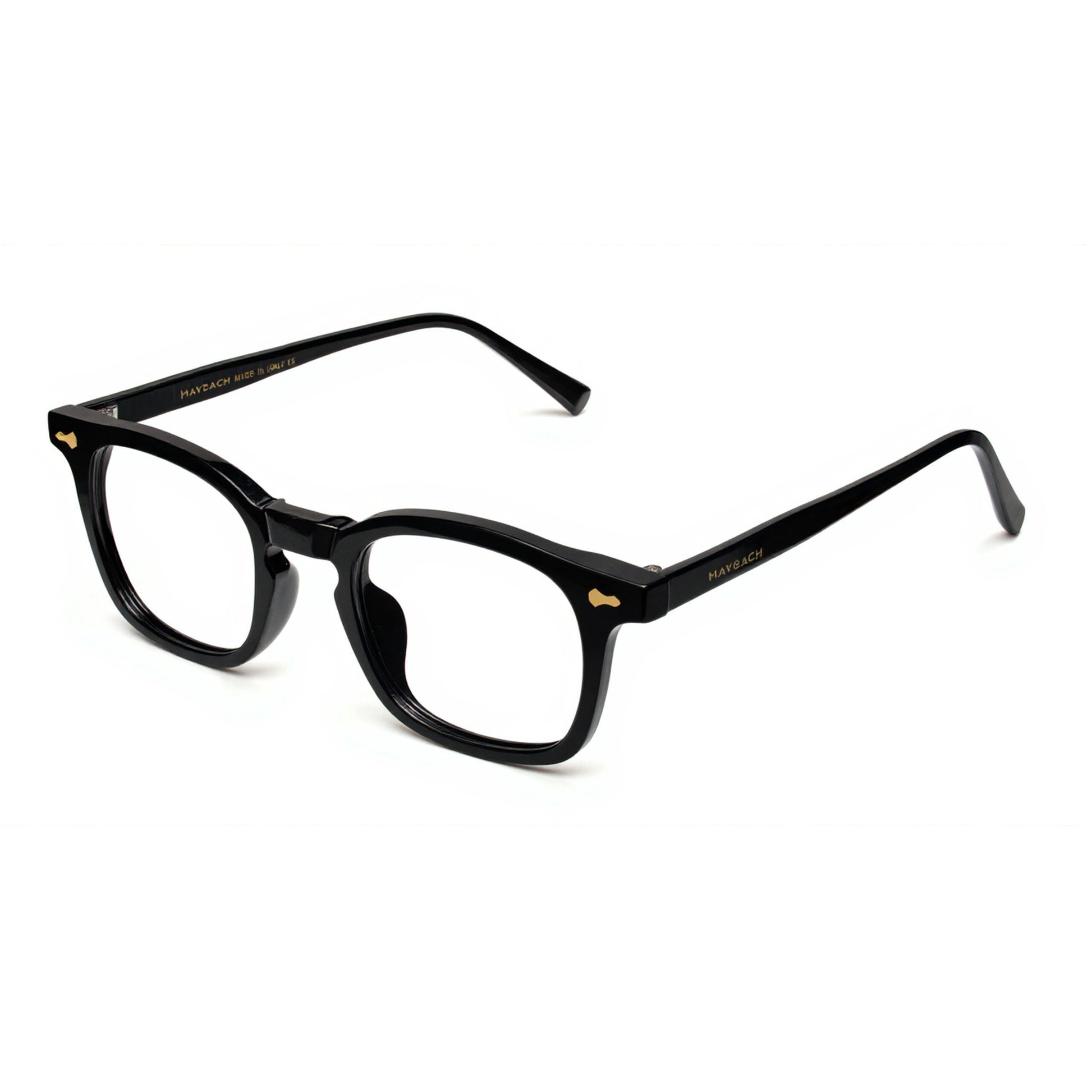 Marquis luxury eyewear square frame – glossy black high-end fashion glasses angled view Pakistan