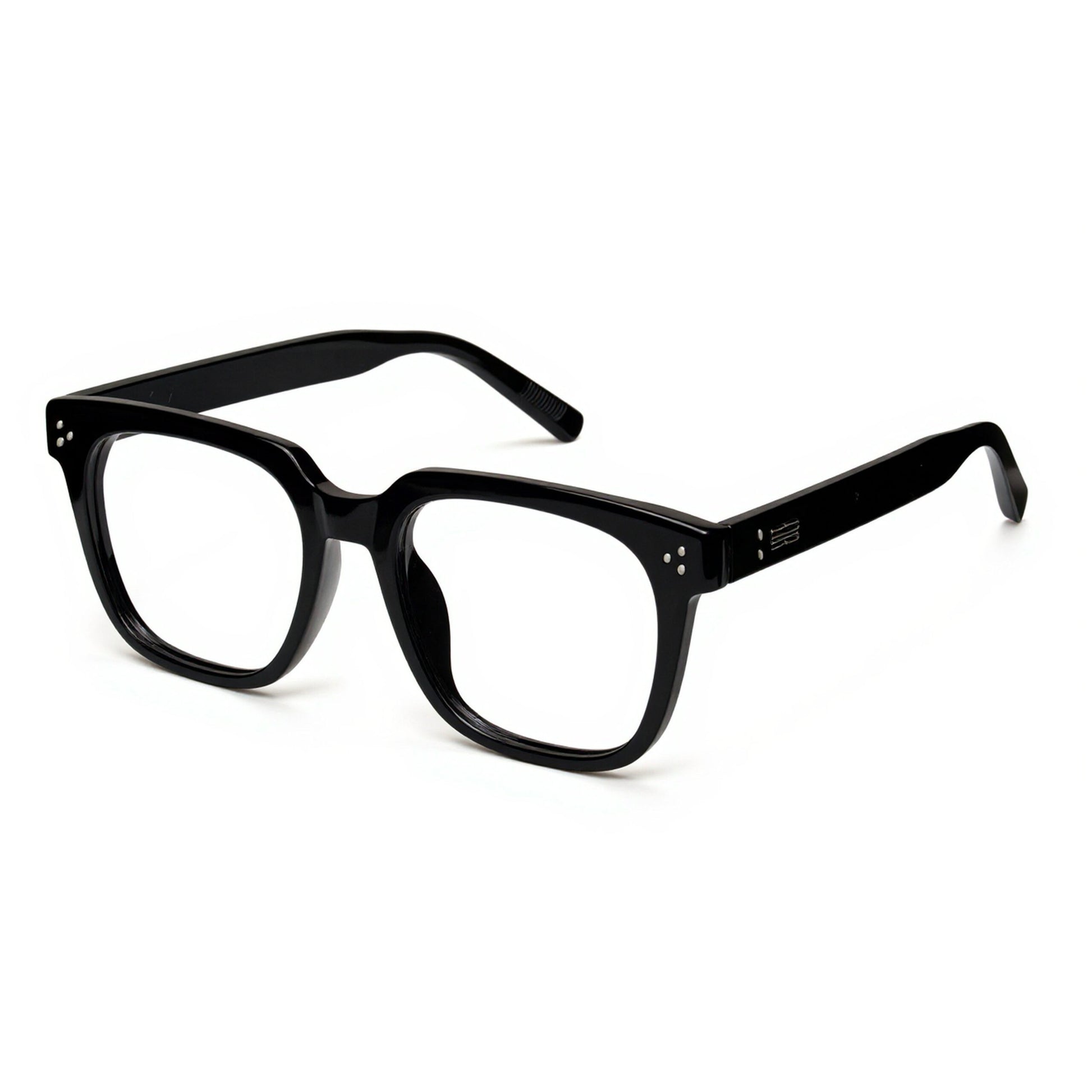 Minimalist bold black square frame eyewear – modern fashion glasses angled view Pakistan