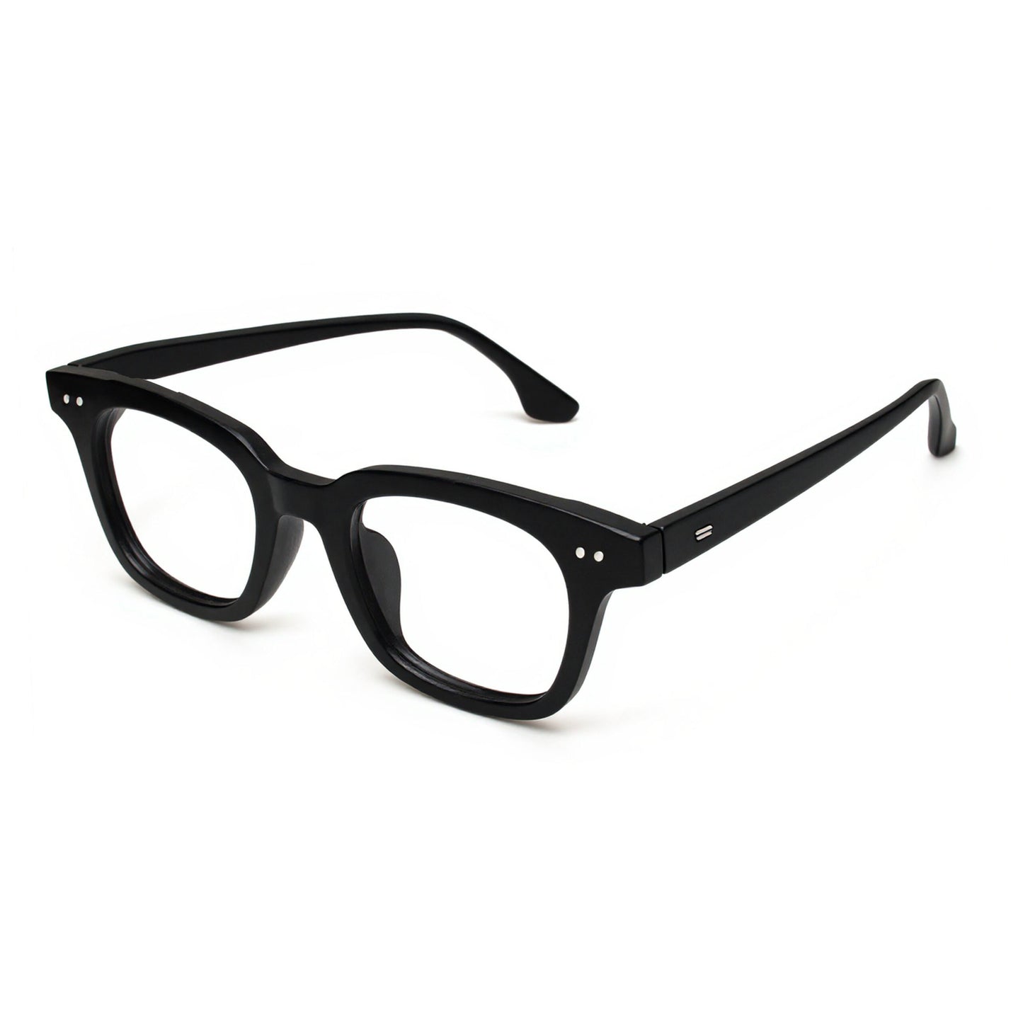 Aero Bold stylish square matte black glasses – modern unisex eyewear angled view Pakistan