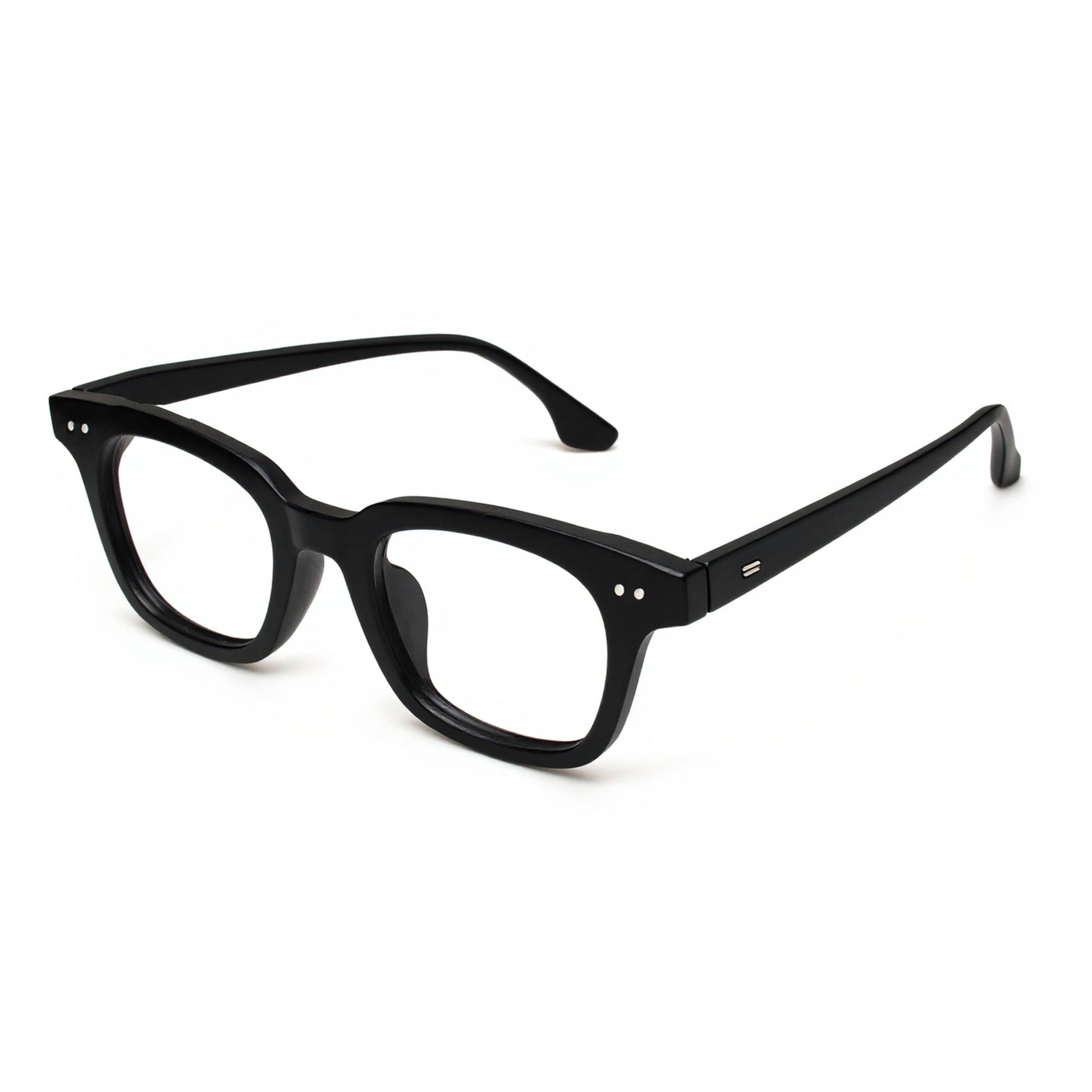 Aero Bold stylish square matte black glasses – modern unisex eyewear angled view Pakistan