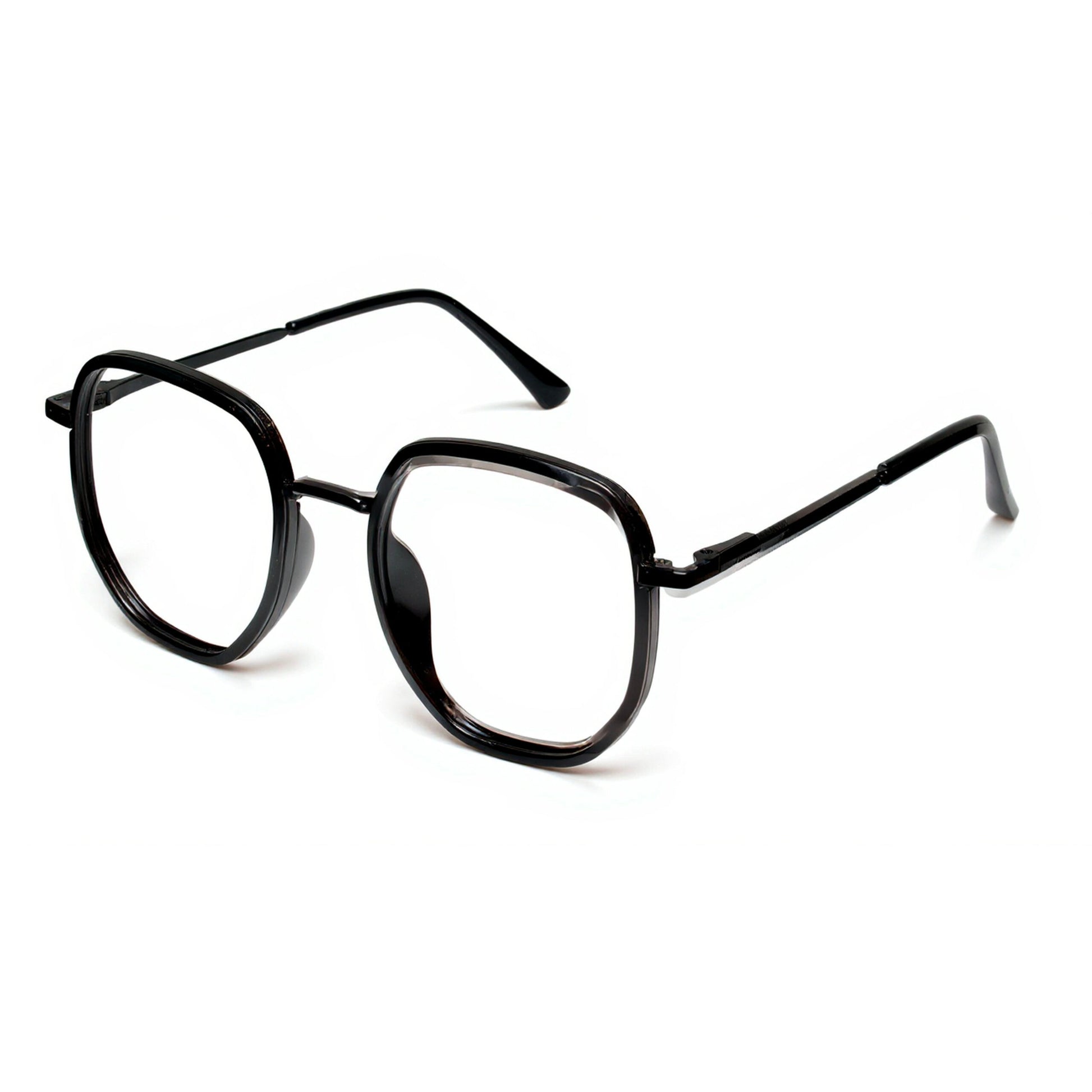 Minimalist Hexa Classic black glasses – stylish unisex eyewear angled view Pakistan