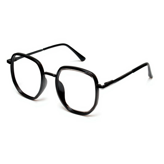 Minimalist Hexa Classic black glasses – stylish unisex eyewear angled view Pakistan