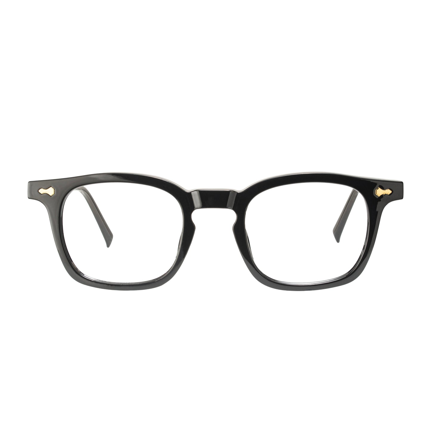 Marquis Black Acetate Luxury Glasses – premium Italian square frame front view