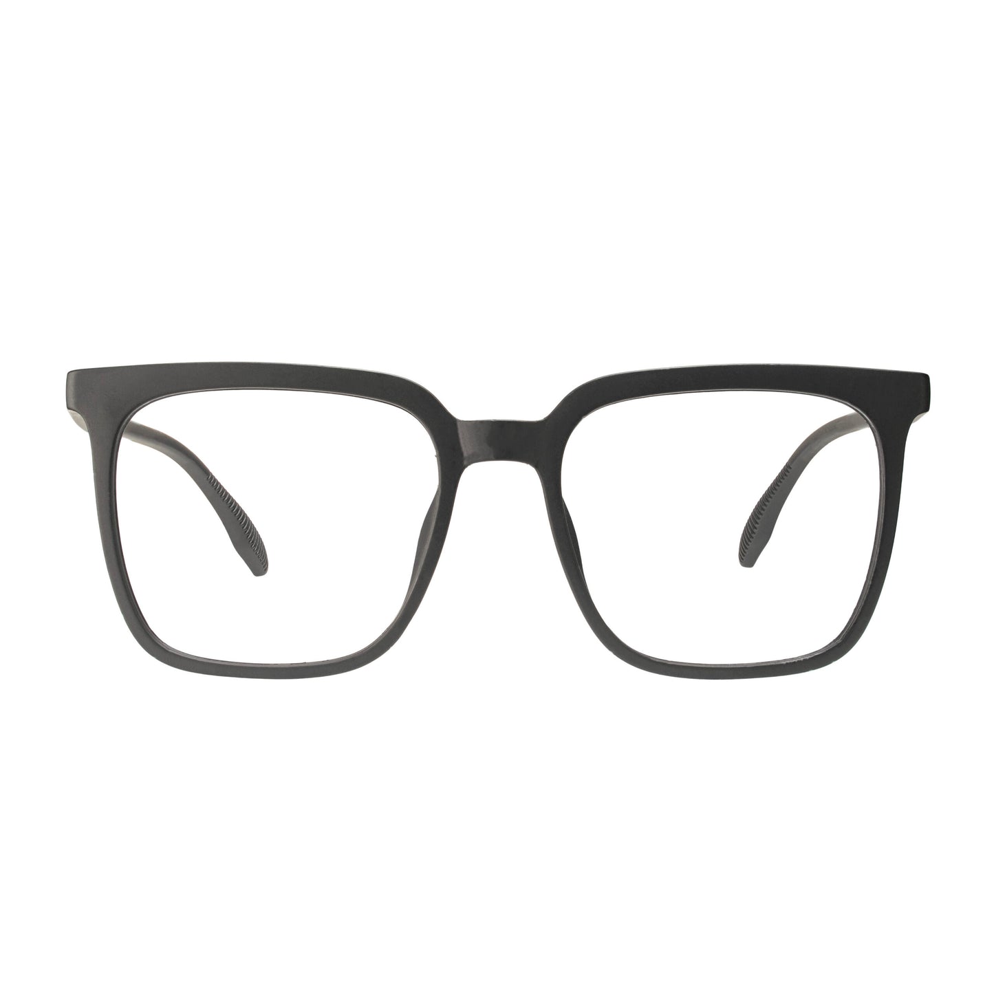 Elite Black Square Glasses – premium TR90 lightweight matte black frame front view