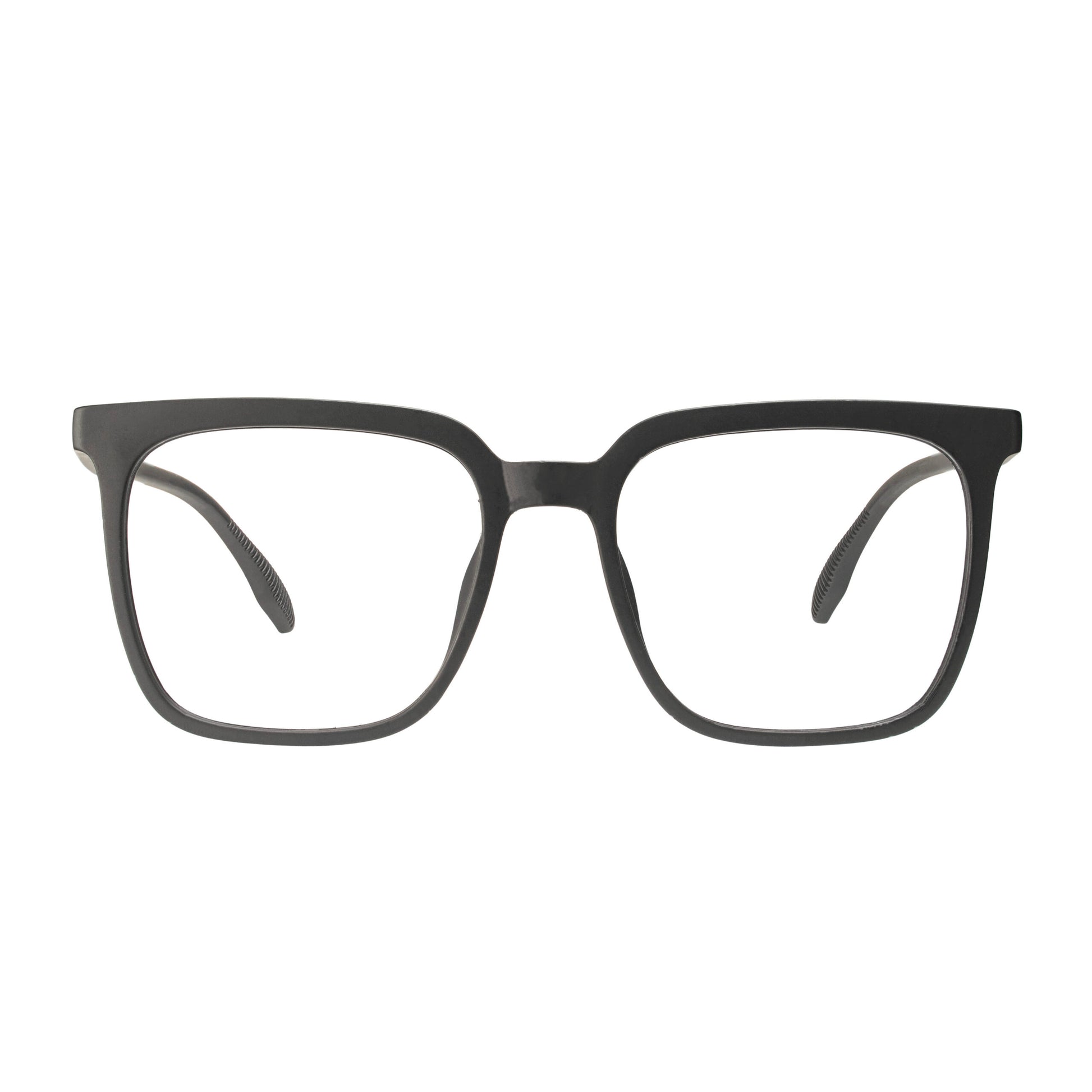 Elite Black Square Glasses – premium TR90 lightweight matte black frame front view