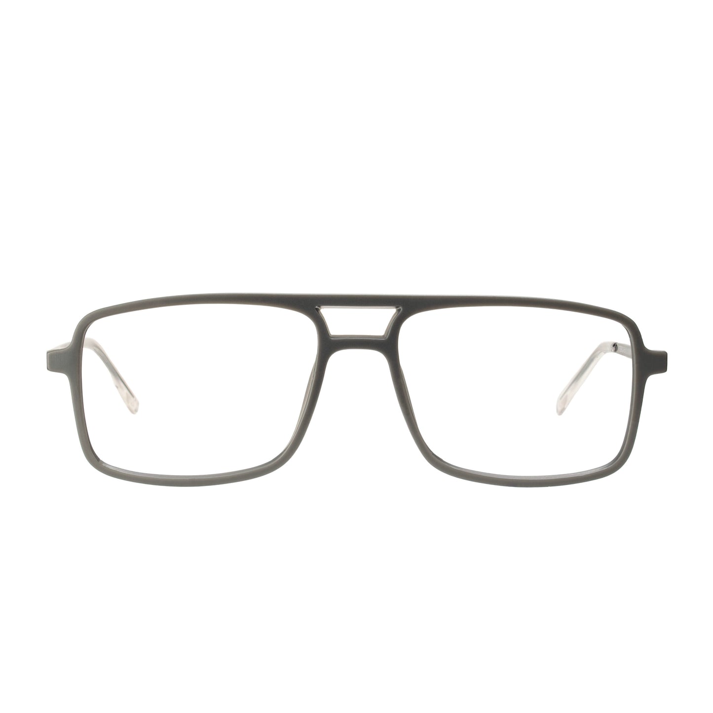 Side profile of Titan Grey Square Eyewear lightweight frame structure