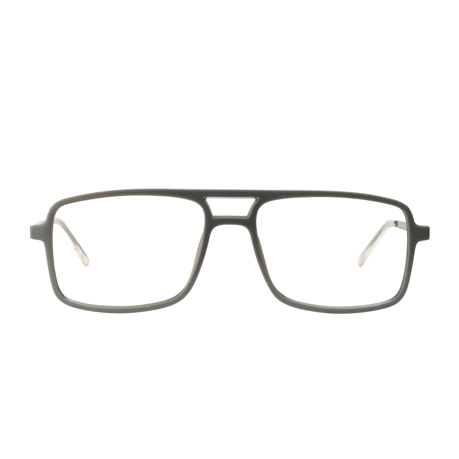 Side profile of Titan Grey Square Eyewear lightweight frame structure