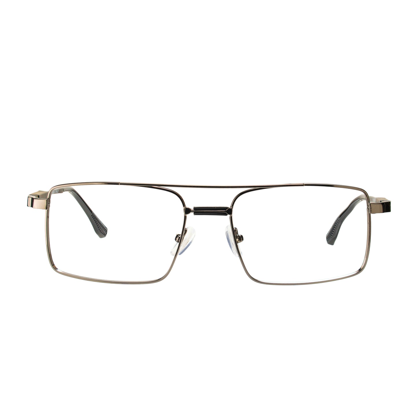 side angle of lightweight metal square frame with adjustable nose pads