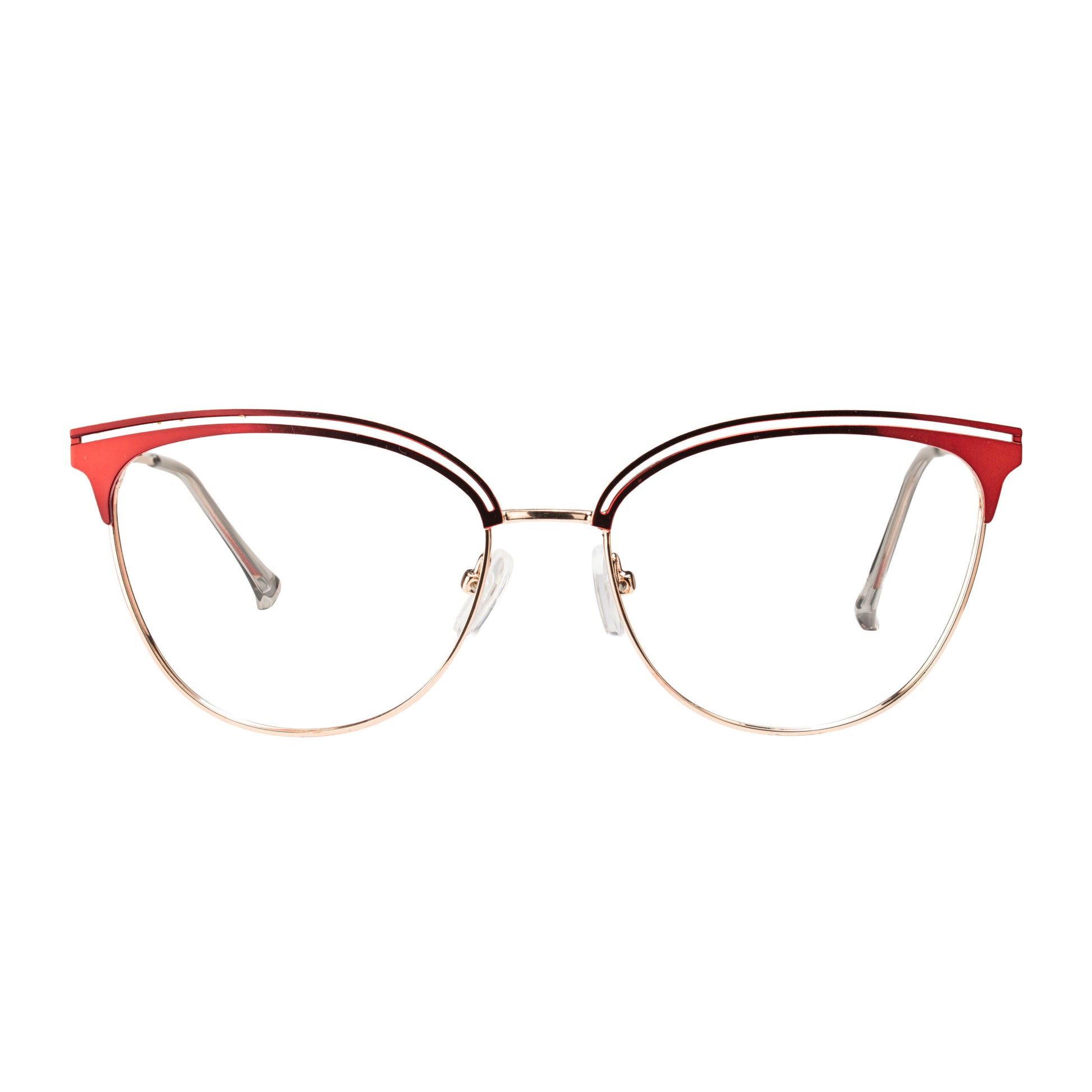 Cat Eye 4028 Red Gold Glasses Frame – Front View