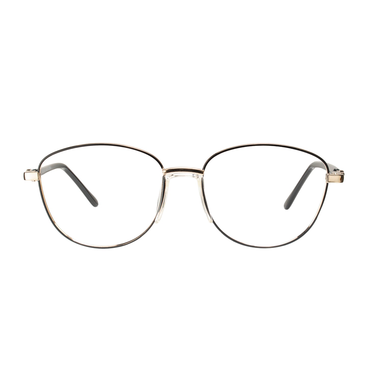 Side profile of Viora Goldline glasses with black temple tips
