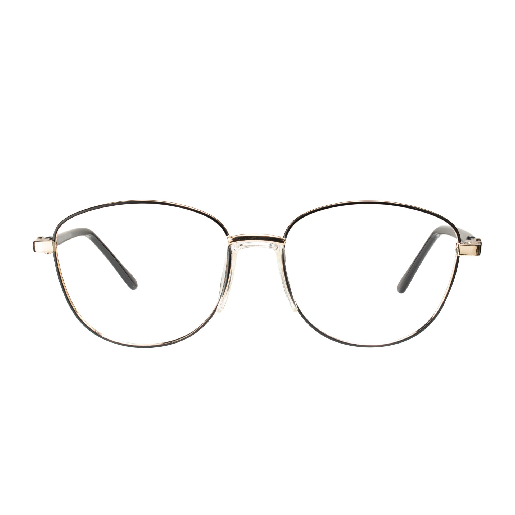 Side profile of Viora Goldline glasses with black temple tips