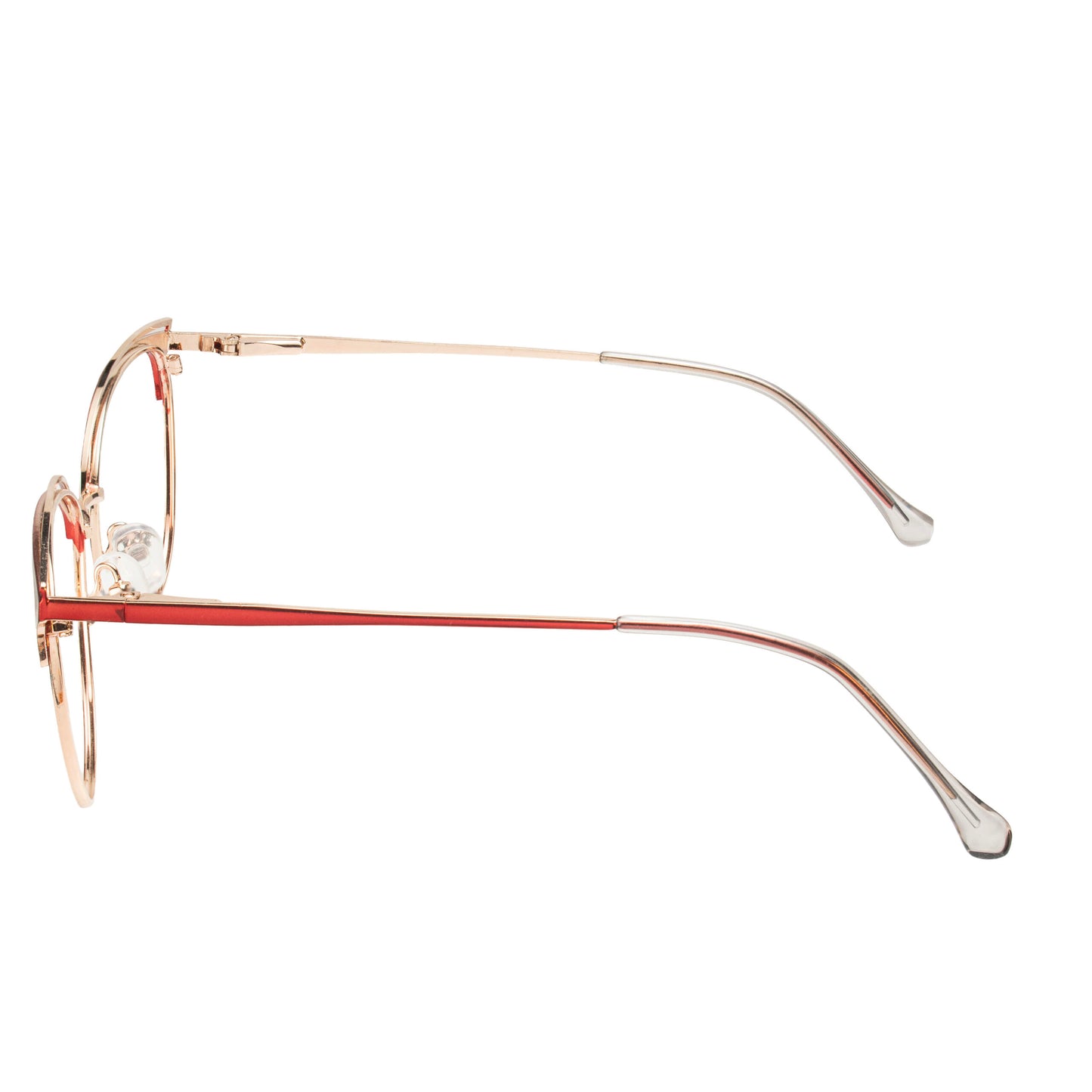 Women’s Cat Eye 4028 Red Gold Eyeglass Frame – Side Profile
