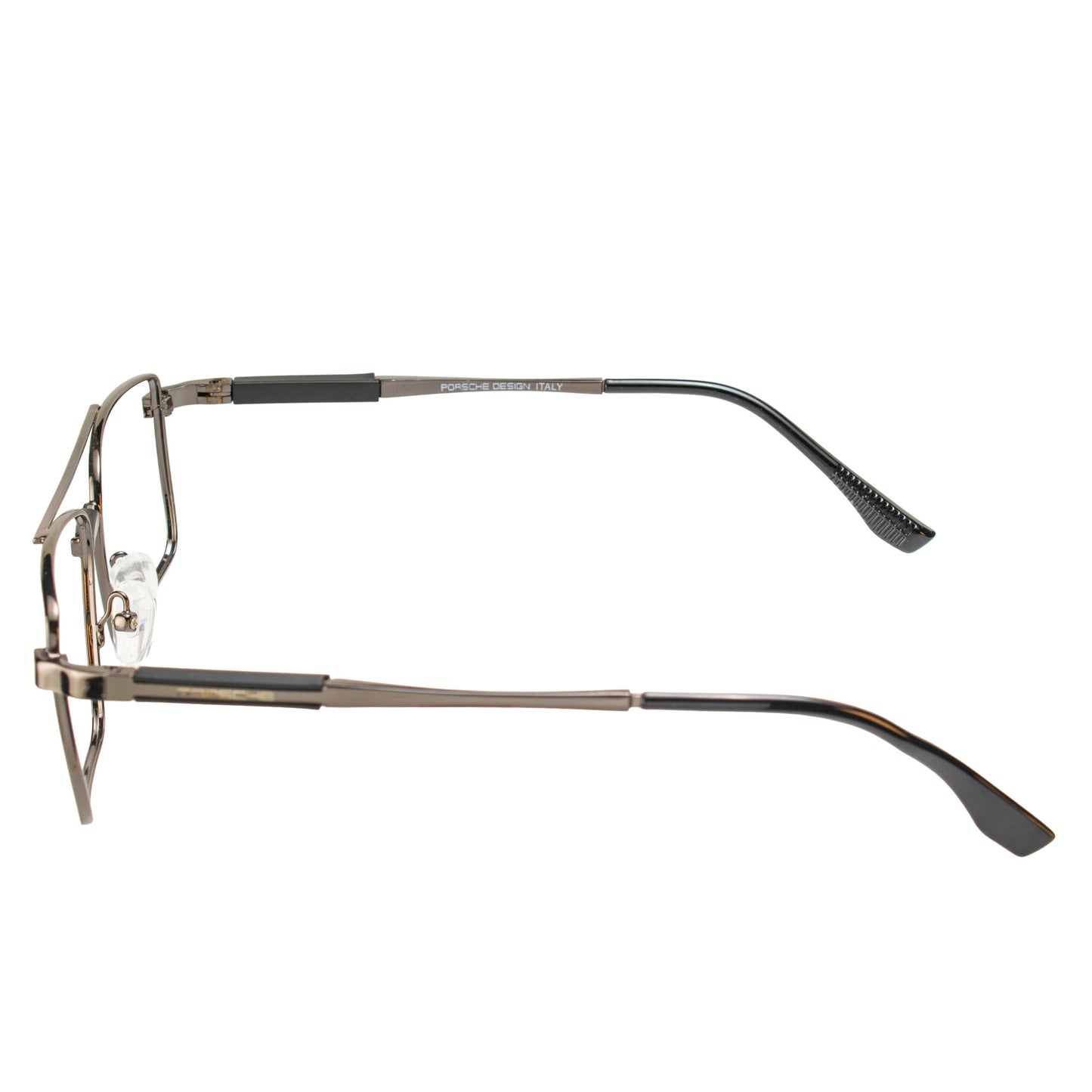 premium unisex metal square glasses close-up showing sleek finish and design