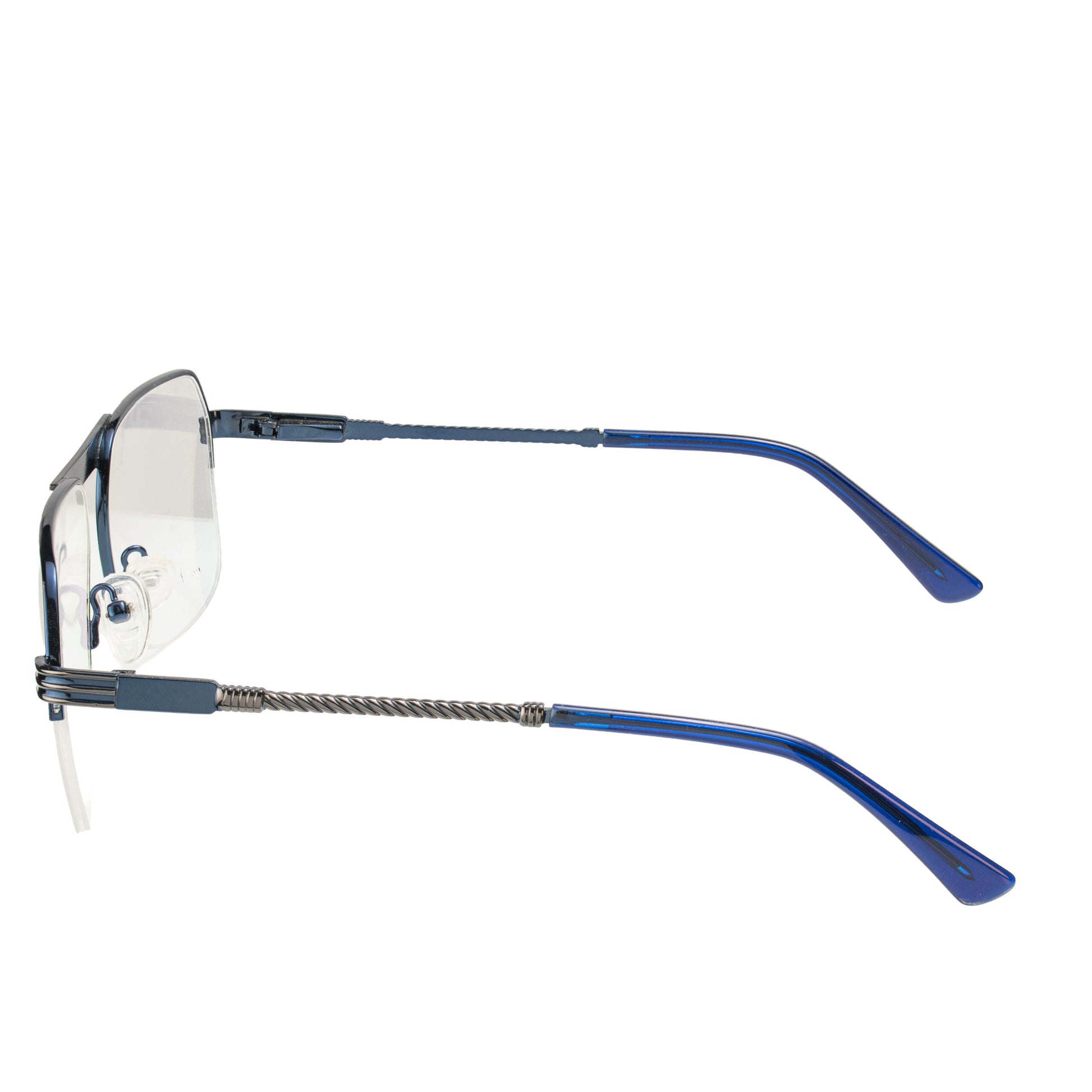 Blue Metal Aviator Semi Rimless Frame Side Angle | eyeglass.pk