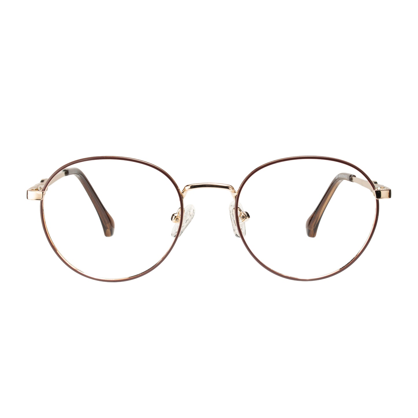 Solix Classic Round Glasses with gold metal frame front view