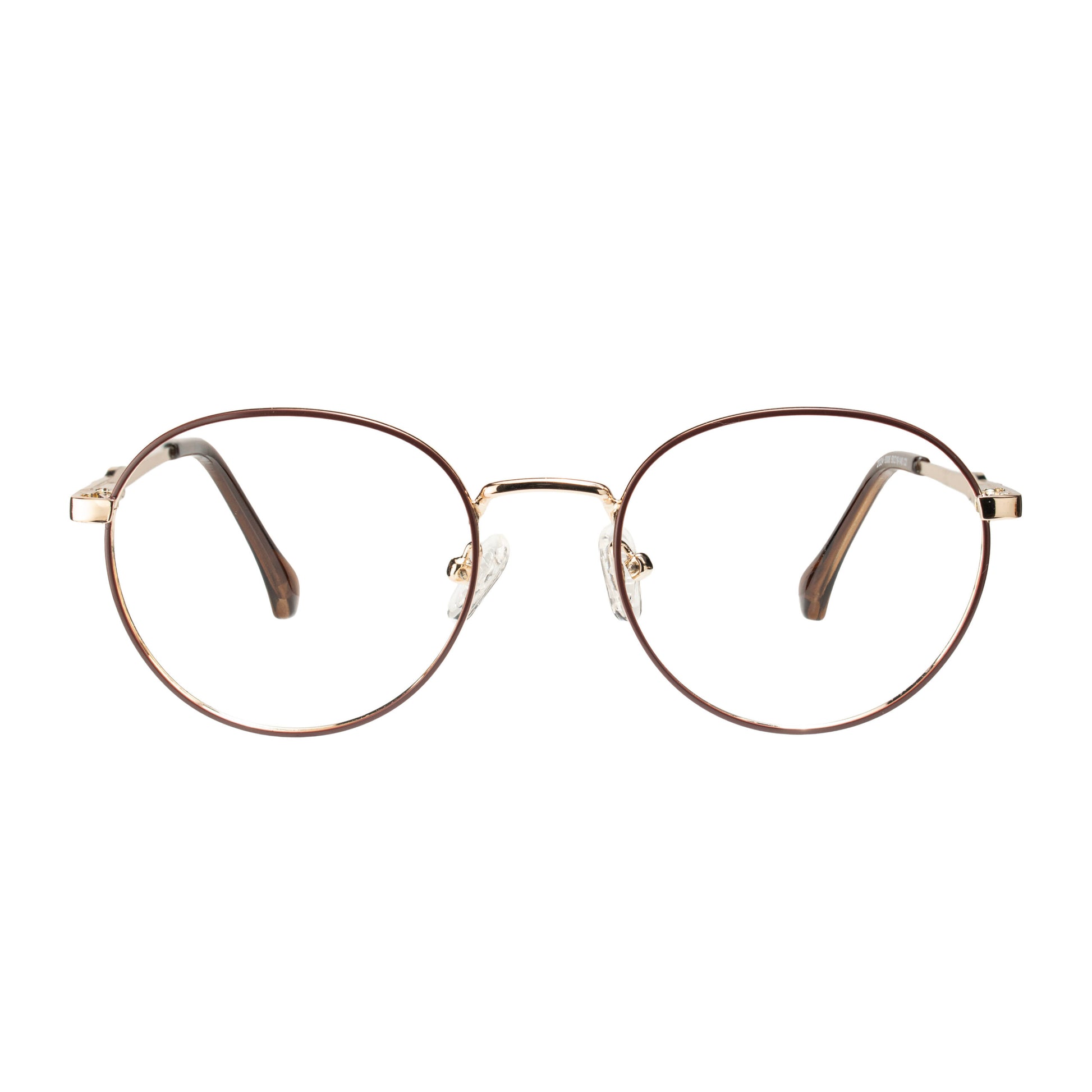 Solix Classic Round Glasses with gold metal frame front view