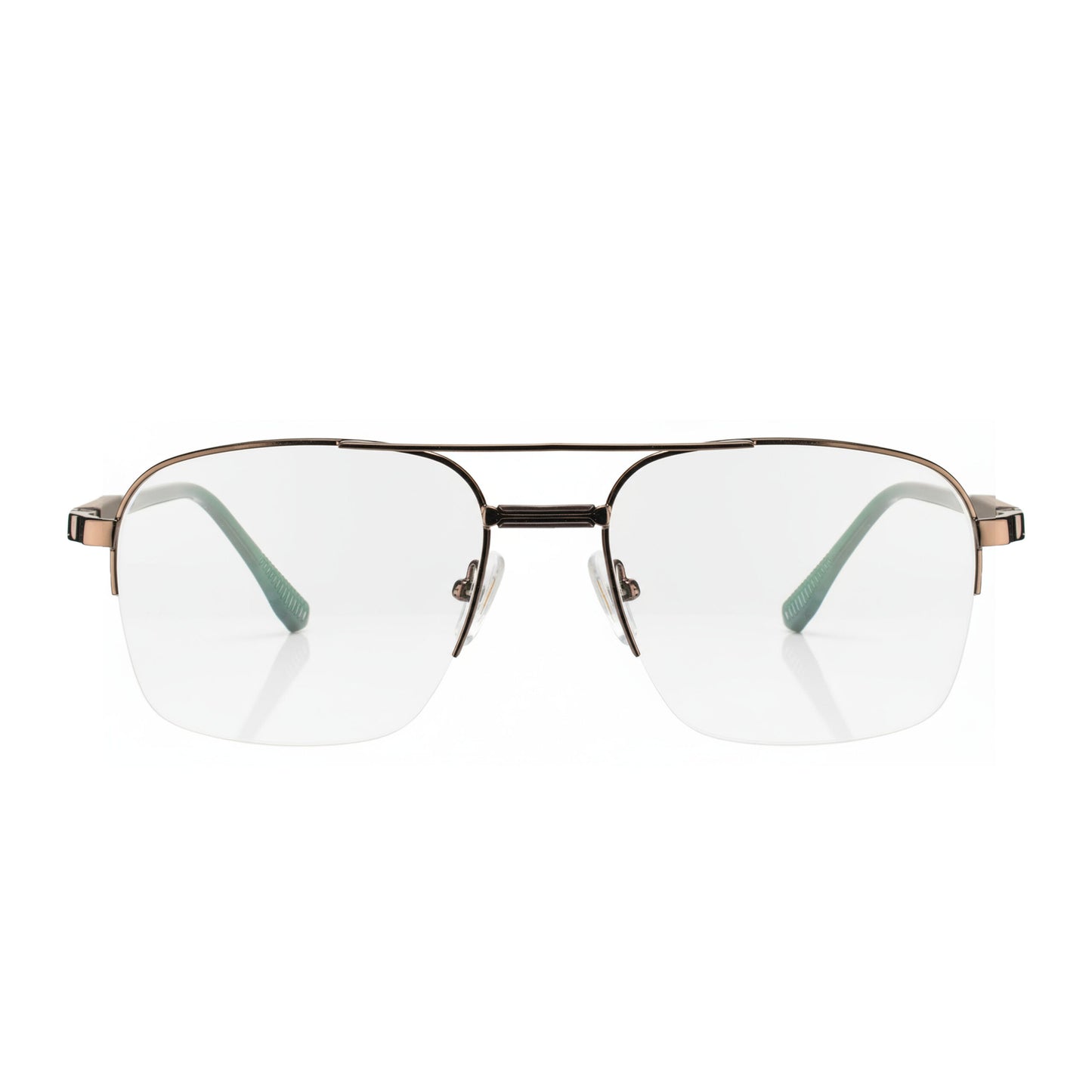 Men’s Half-Rim Metal Brown Glasses HUGO BOSS Style Front View