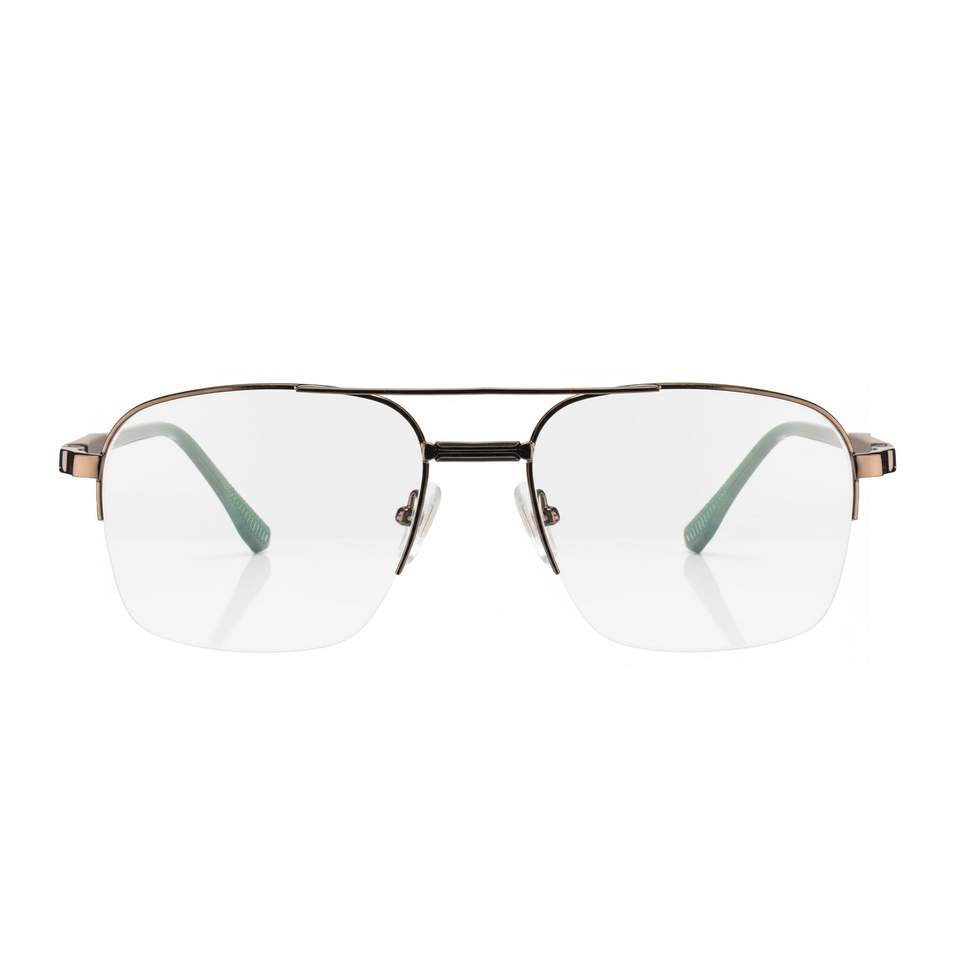 Men’s Half-Rim Metal Brown Glasses HUGO BOSS Style Front View