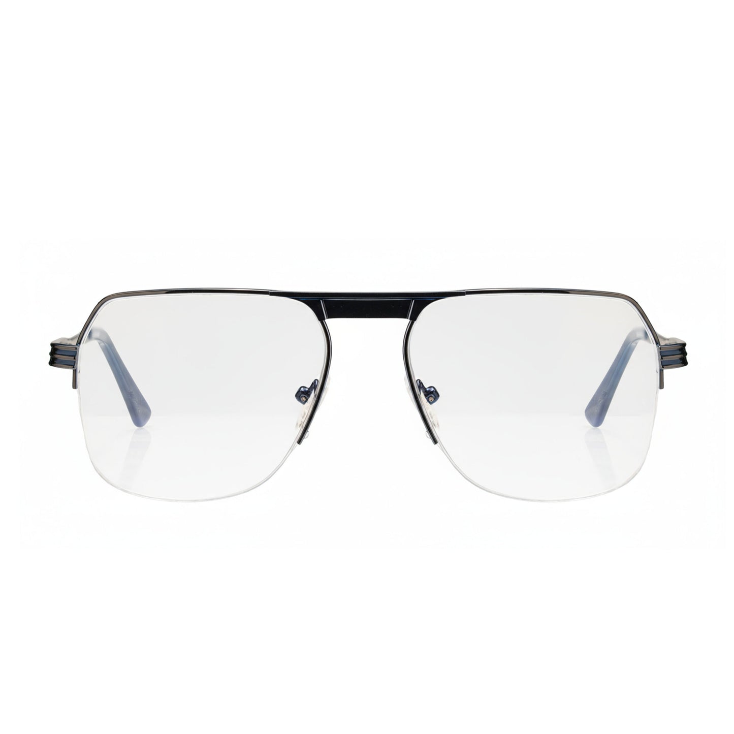 AeroFlex Half-Rim Blue Aviator Glasses for Men Front View | eyeglass.pk