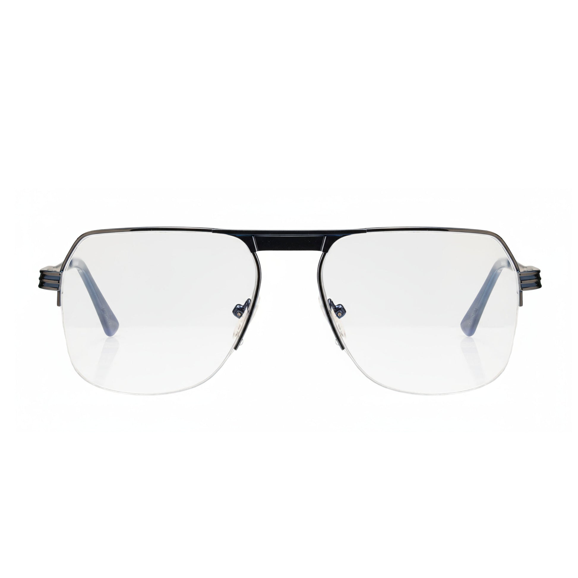 AeroFlex Half-Rim Blue Aviator Glasses for Men Front View | eyeglass.pk