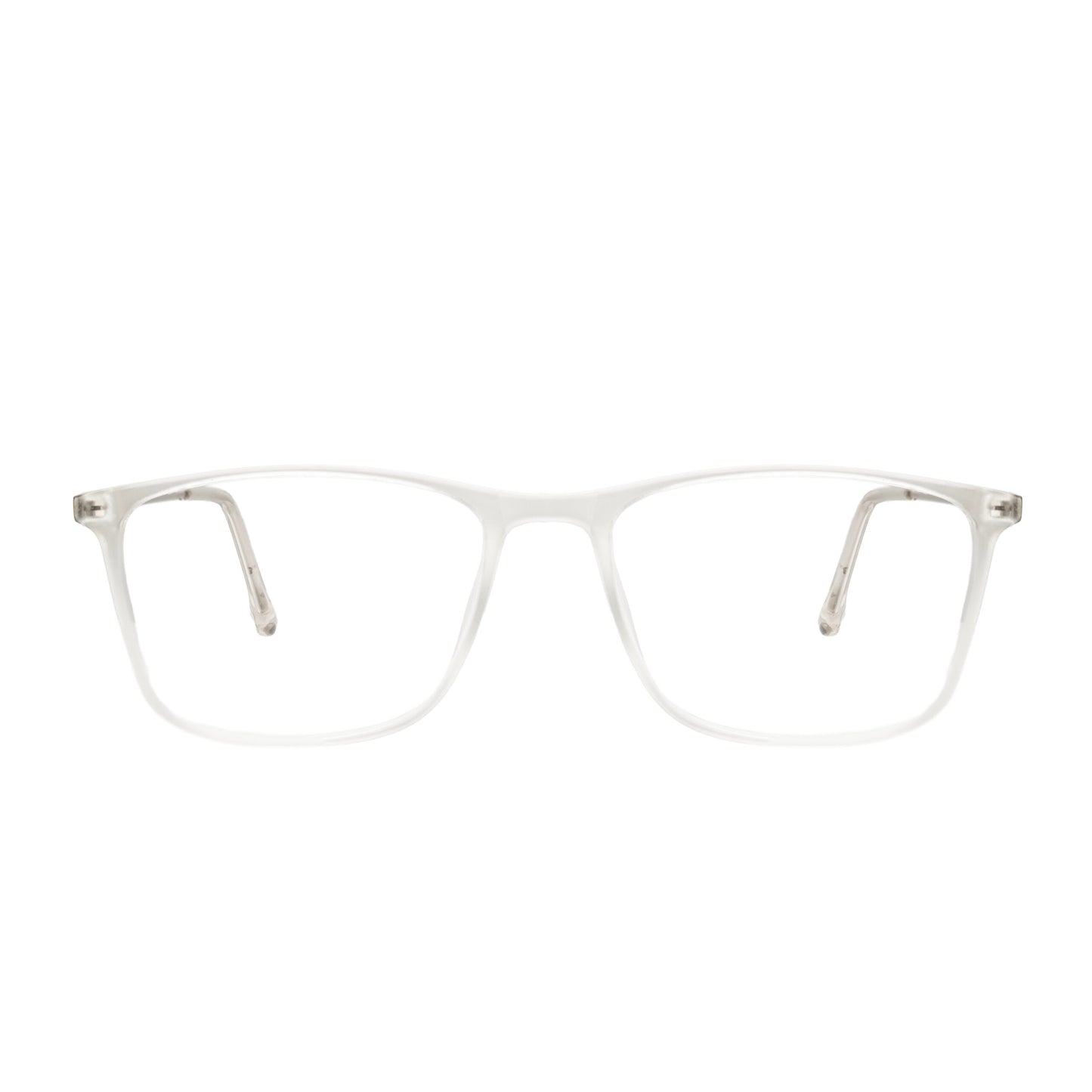 Crystal-clear transparent eyeglass frame with metal temples – Eyeglass.pk